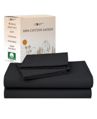 Soft 100% Cotton Sheets Set - Durable Sateen, Deep Pocket - Full