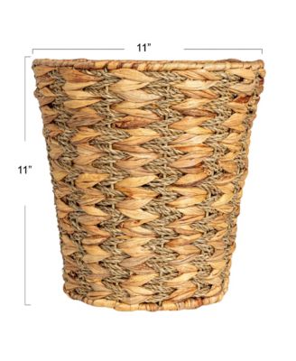 Water Hyacinth and Seagrass Round Waste Basket, Natural
