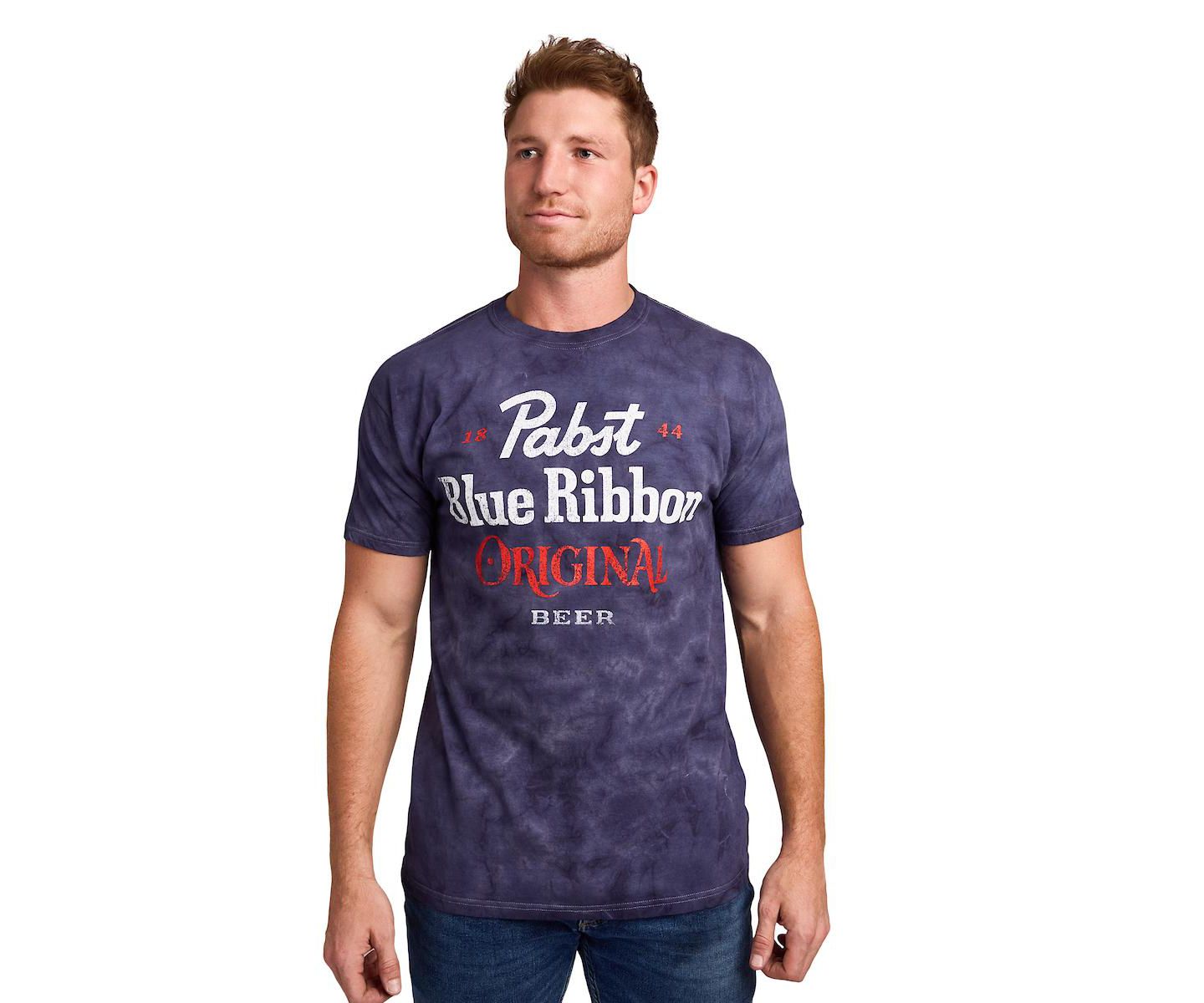Мужская футболка Pabst Blue Ribbon Original Blue Crystal Wash Crew Neck Short Sleeve T-shirt-Medium, цвет: Тёмно-синий варёный — фото 2