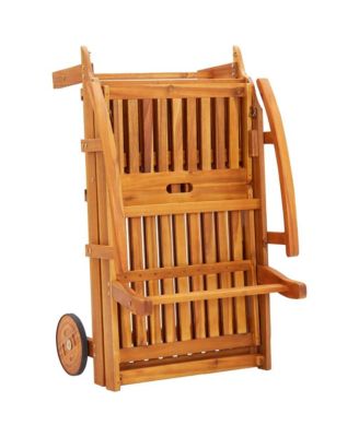 Sun Lounger Beige Solid Acacia Wood Standard Collapsible