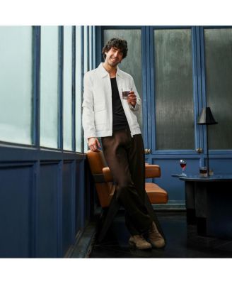 Men's Chalk White Zip-Front Crease-Tactile Jacket