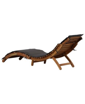 Sun Lounger Set of 2 Dark grey Solid acacia wood Standard