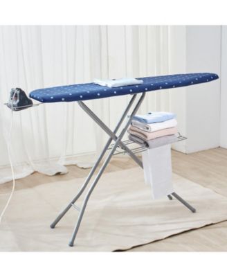 Ironing Board with Storage Tray, 55"x15" Surface, 4-Layer Heat-Resistant Cover, 10 Height Adjustments for Home Use