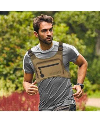 Lightweight Running Chest Pack: Outdoor Sports Vest Bag with Phone Holder for Cycling, Hiking, Workout, Skiing - Men & Women (Mocha