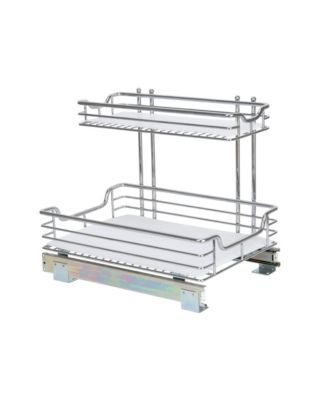 Glidez Steel Pull-Out Storage Organizer with Plastic Liners, 2-Tier Design, Chrome