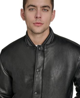 Men's Faux Leather Varsity Jacket