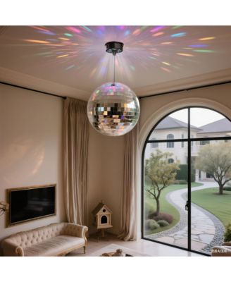 16" Large Disco Ball with Motor Rotating 6RPM 18 RGBW LED Lights for 70s 80s Party Wedding Event Holiday Decor
