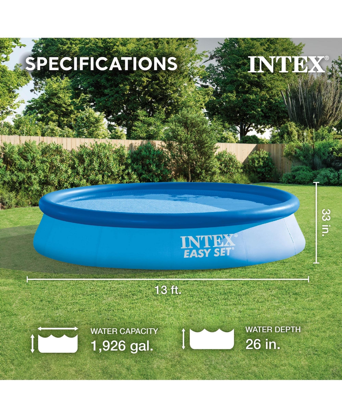 Intex 28141EH 13' x 33" Easy Set Inflatable Swimming Pool w/ 530 Gph Filter Pump