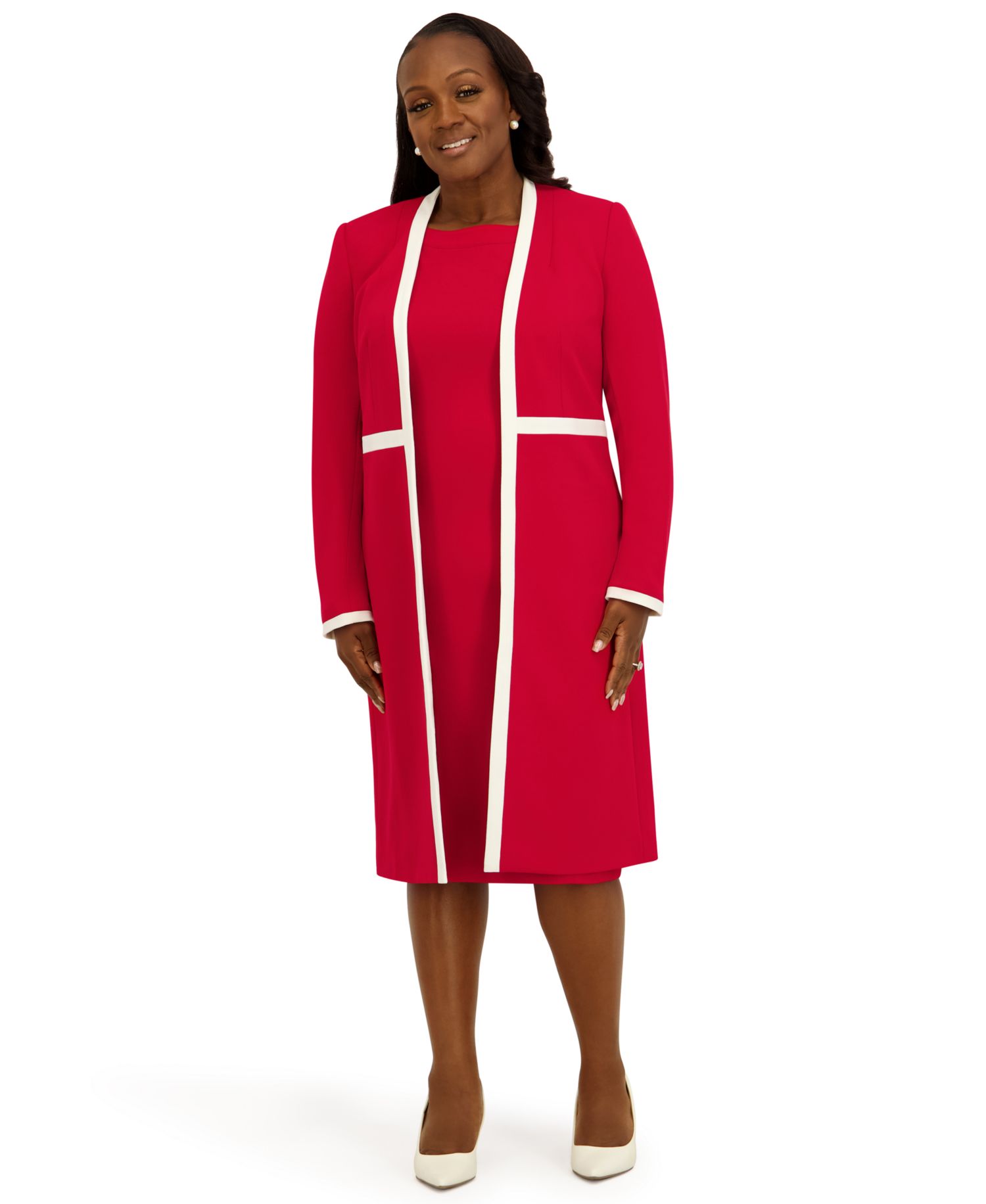 Women's Framed Waist Seam Open Topper Jacket, Regular & Plus