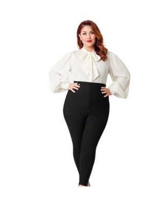 Plus Size Velvet Long Sleeve Neck Tie Gwen Blouse