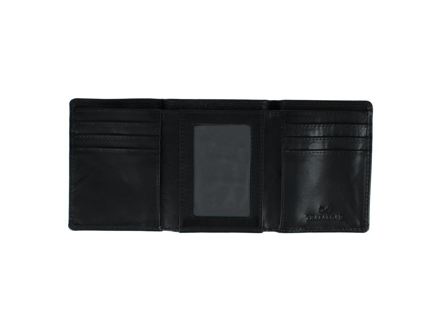 Мужской кошелёк TRAFALGAR Tennyson Tri-Fold Genuine Leather Wallet with ID Window, цвет: Чёрный — фото 2
