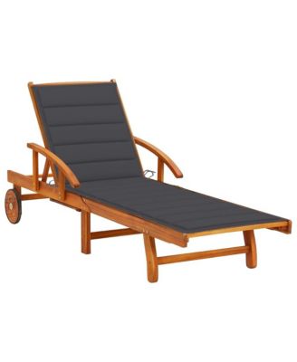 Sunlounger Anthracite, Wood Brown Solid Acacia wood, Polyester fabric