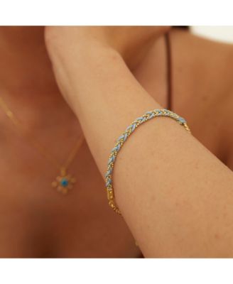 Handmade Rope Braided Sterling Silver Beaded Chain Bracelet