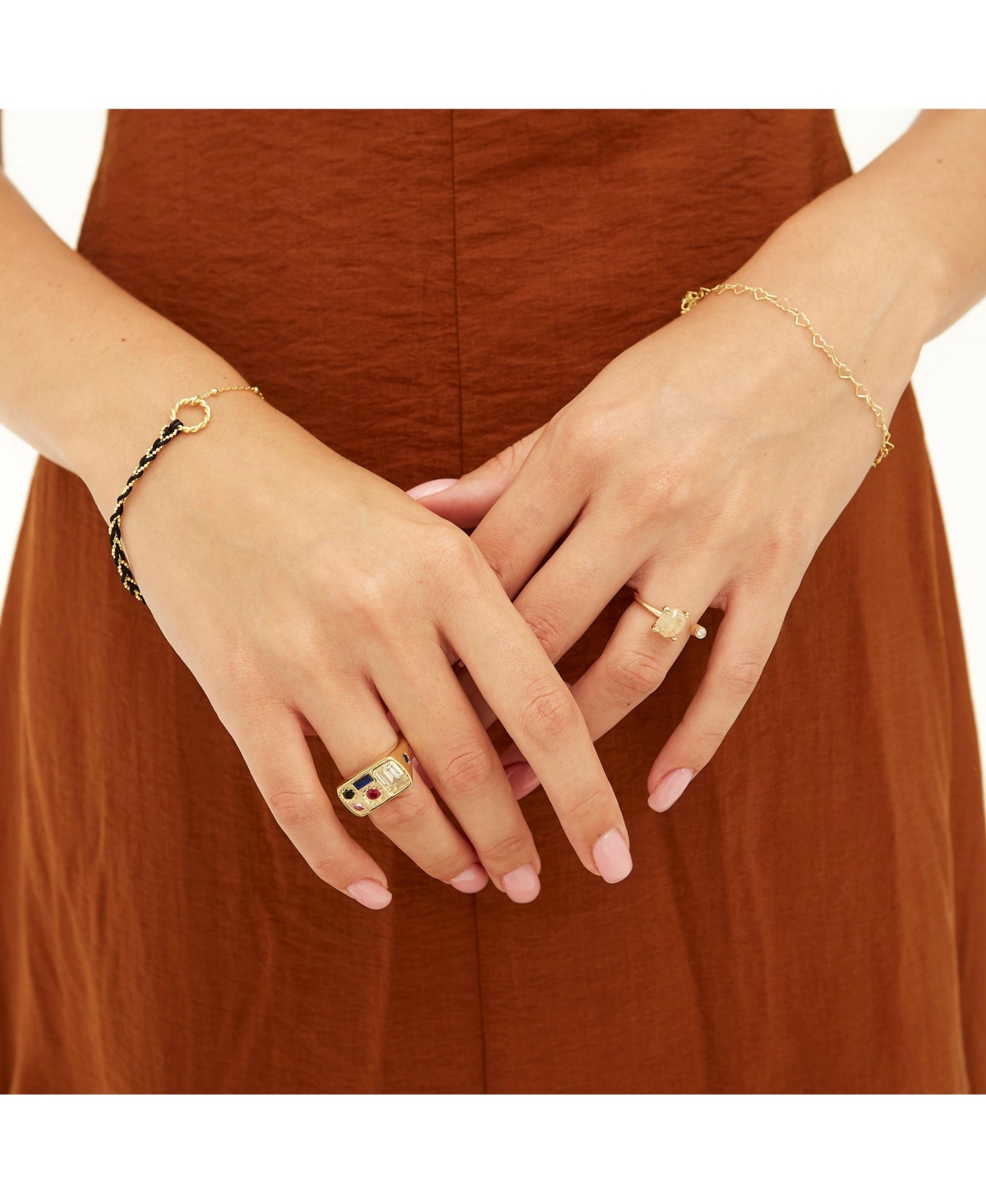 Spero London Handmade Rope Braided Sterling Silver Beaded Chain Bracelet