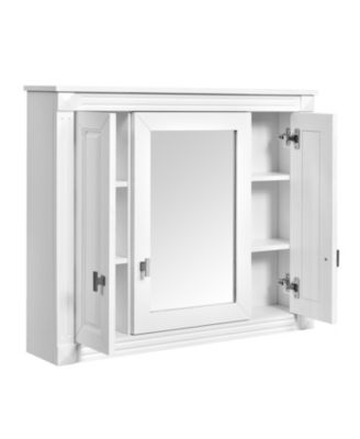 Bathroom Wall Cabinet with Mirror Wall Mounted Medicine Cabinet with 4 Shelves Mirrored Door Storage Cabinet for Small Spaces White