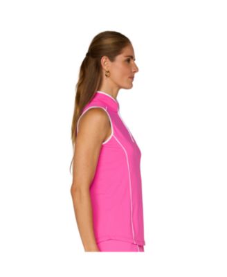 G Lifestyle Sleeveless Piping Mock Neck Top