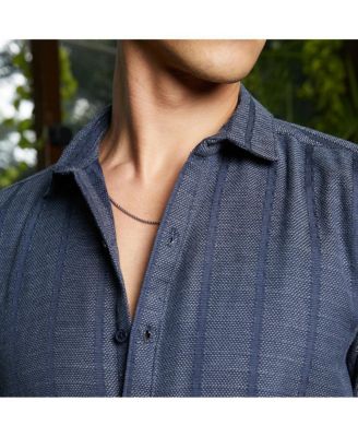 Men's Contrast-Weave Relaxed Shirt