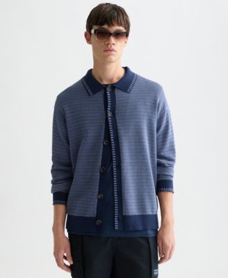 Men's Polo Dropped Shoulder Cardigan
