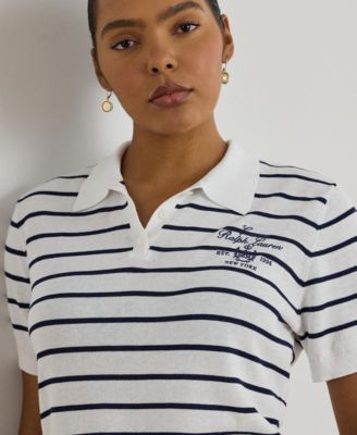 Plus Size Striped Polo Sweater