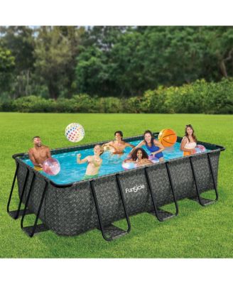 13' x 7' x 39" Oasis Rectangle Outdoor Above Ground Swimming Pool, Gray