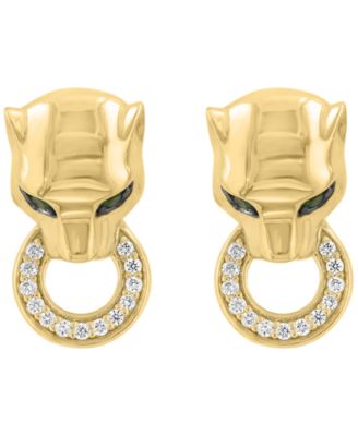 Diamond (1/10 ct. t.w.) and Tsavorite (1/10 ct. t.w.) Earrings in 14k Gold over Silver