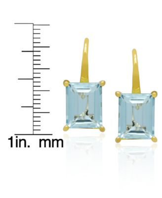Genuine Blue Topaz Emerald-Cut Drop Earrings (6-3/8 ct. t.w.) in 14k Gold Over Sterling Silver