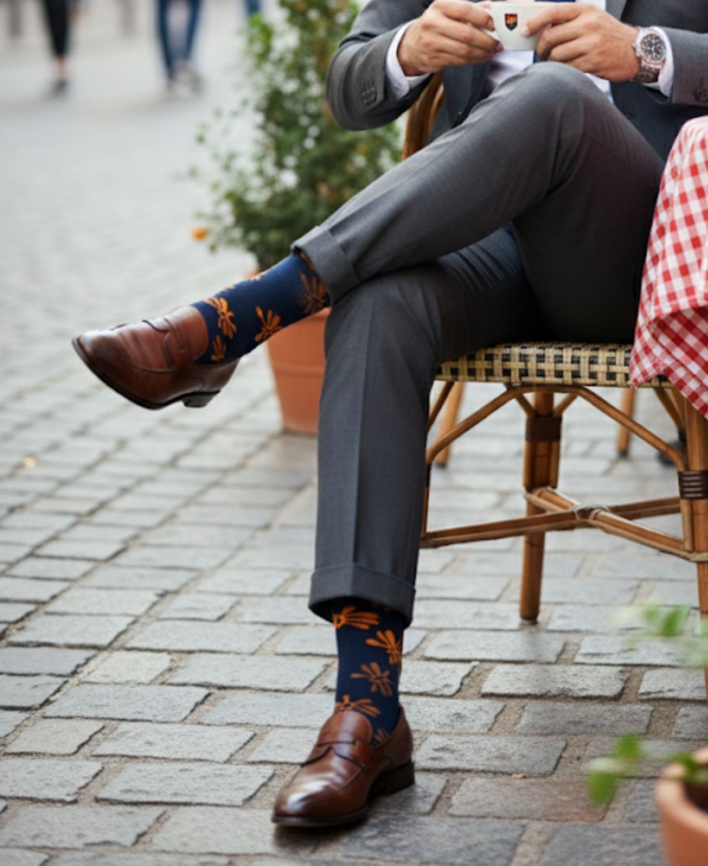 Носки Flower для мужчин — Love Sock Company, цвет: Тёмно-синий — фото 3