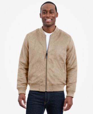 Men's Faux Suede Bomber Jacket