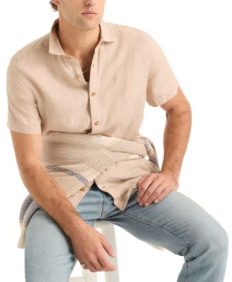 Men's Classic-Fit Solid Linen Short-Sleeve Shirt 