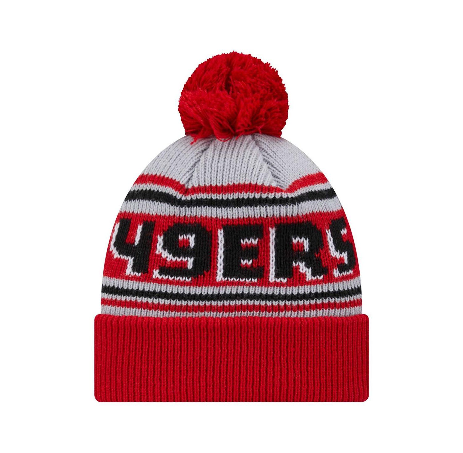 Big Boys and Girls Scarlet San Francisco 49ers Main Cuffed Knit Hat with Pom