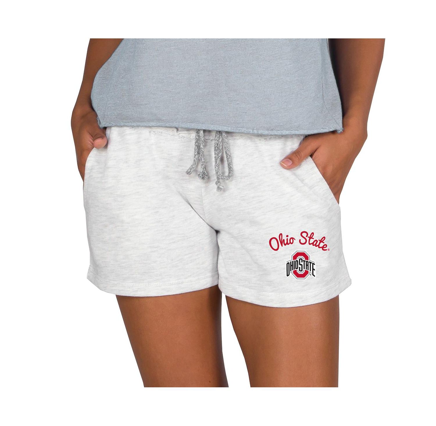 Women's Ash Ohio State Buckeyes Mainstream French Terry Tri-Blend Shorts