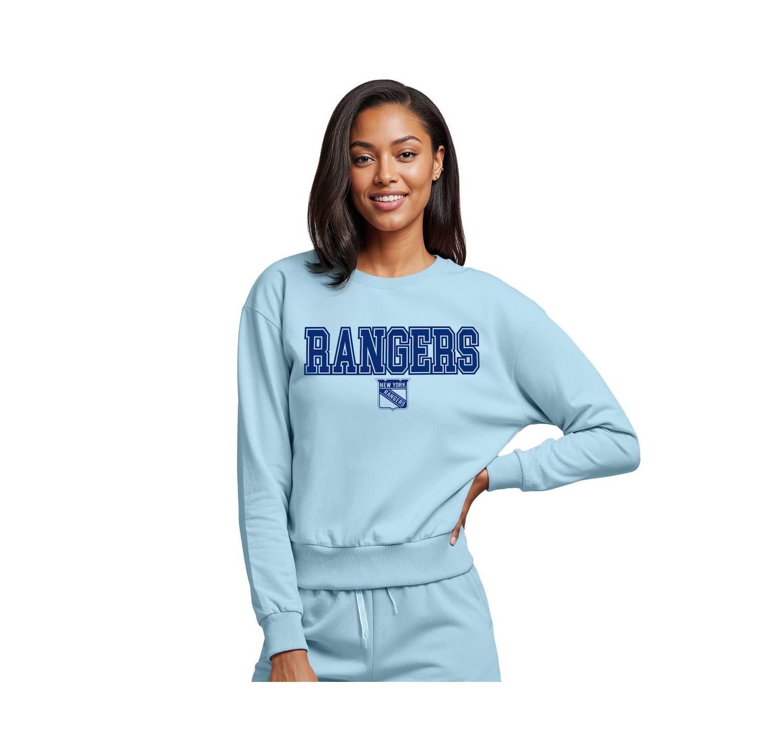 Women's Light Blue New York Rangers Tonal Pullover Sweatshirt