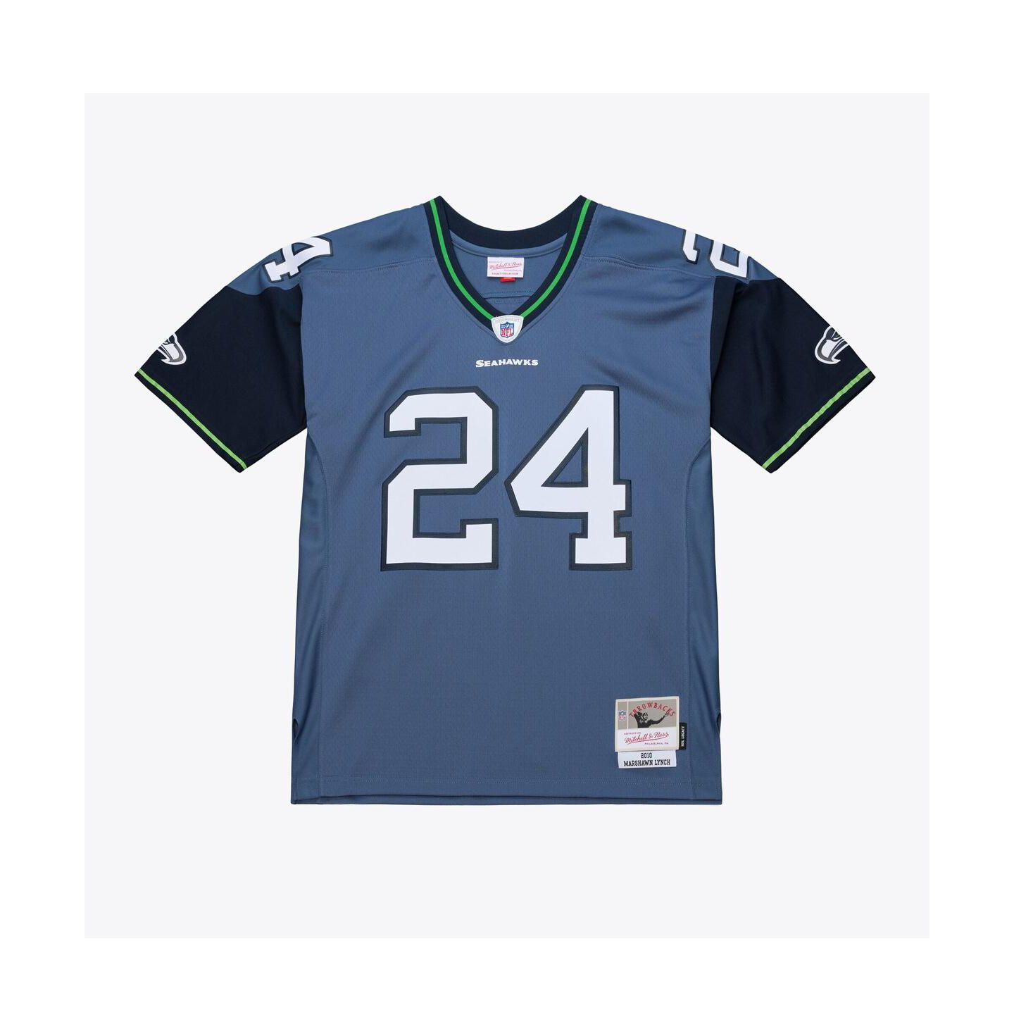 Мужской топ Mitchell & Ness Marshawn Lynch Blue Seattle Seahawks 2010 Legacy Throwback Replica Jersey — фото 1