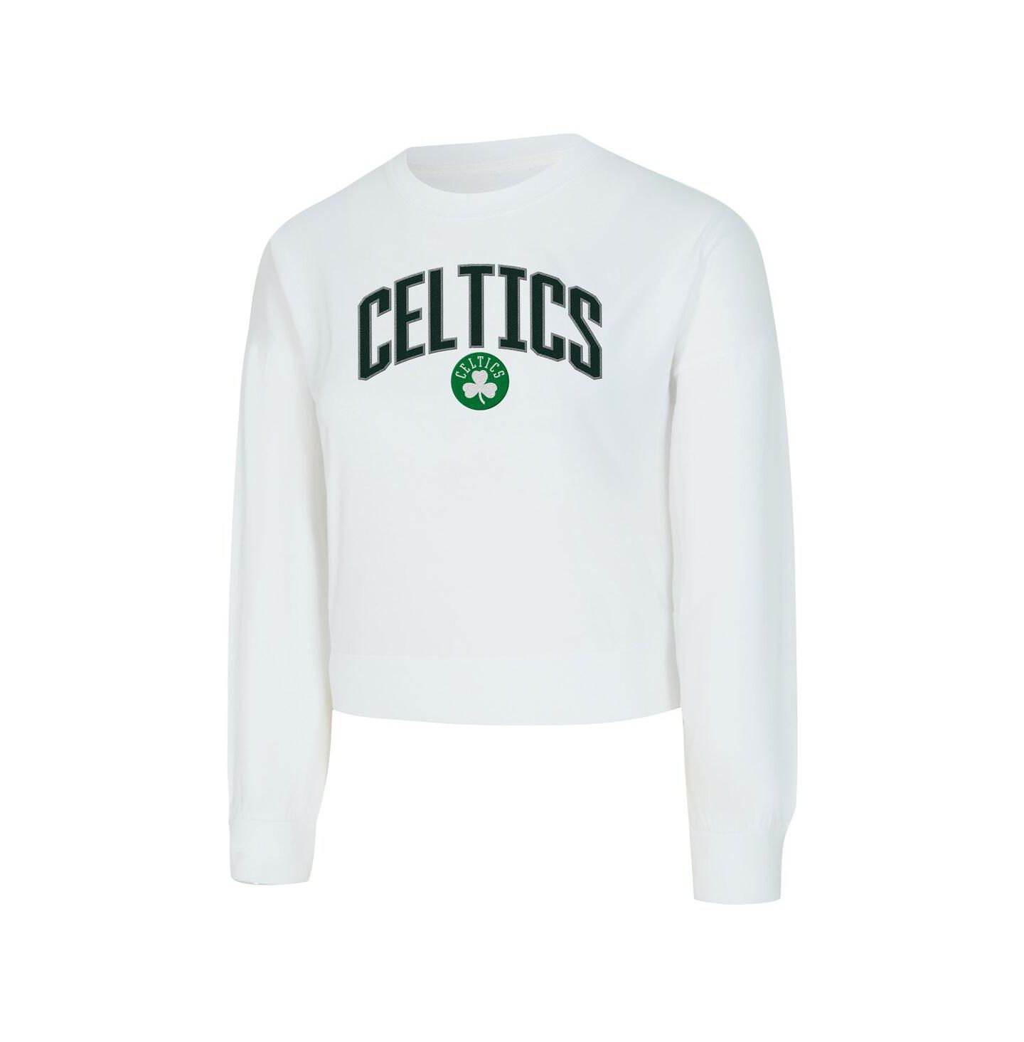 Женская футболка Concepts Sport White Boston Celtics Laney Chenille Cropped Long Sleeve — фото 2