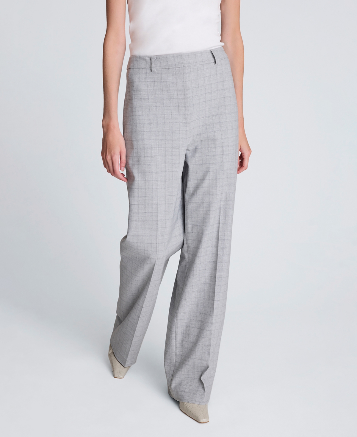 Kenneth Cole Women's Fly Front High-rise Boyfriend Pants In Gray