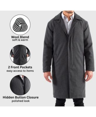 Men's Zach Men s Wool Blend Overcoat – Knee-Length Trench Coat, Runs Large for Layering Over Suits or Sweaters