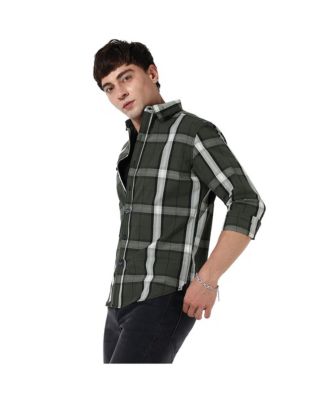 Men's Tartan Plaid Dark Green Shirt.