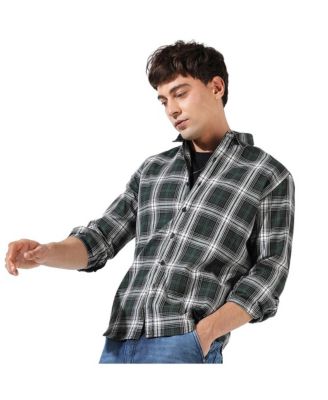 Men's Green Checkered Regular Fit Casual Shirt