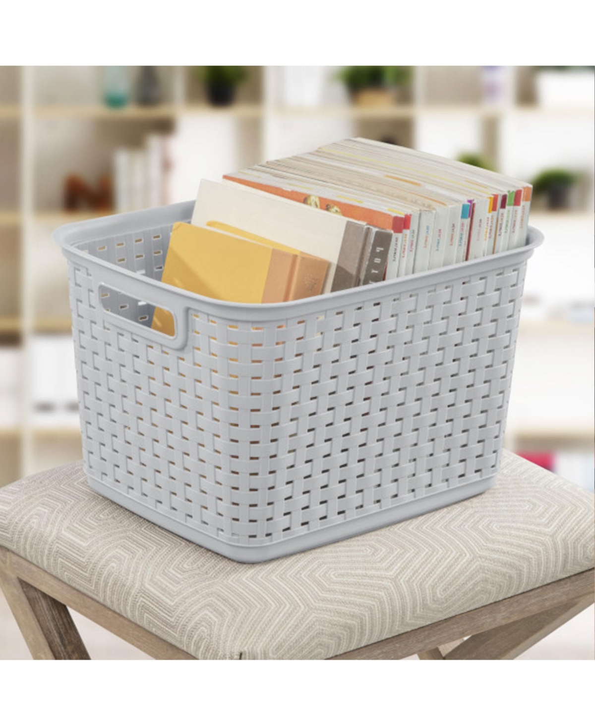 Sterilite 12736 Tall Weave Plastic Laundry Hamper Storage Basket, Gray (12 Pack)