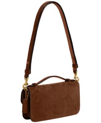 Suede Elora Top Handle Leather Crossbody Bag