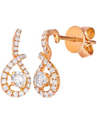 Diamond (3/8 ct. t.w.) Drop Earrings in 14k Strawberry Gold