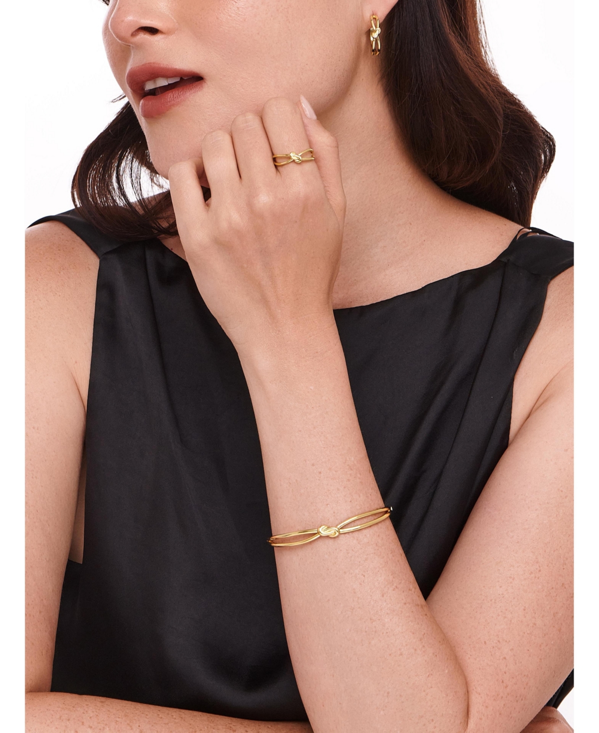Devata Love Knot Hoop Earrings in Gold Plated Sterling Silver