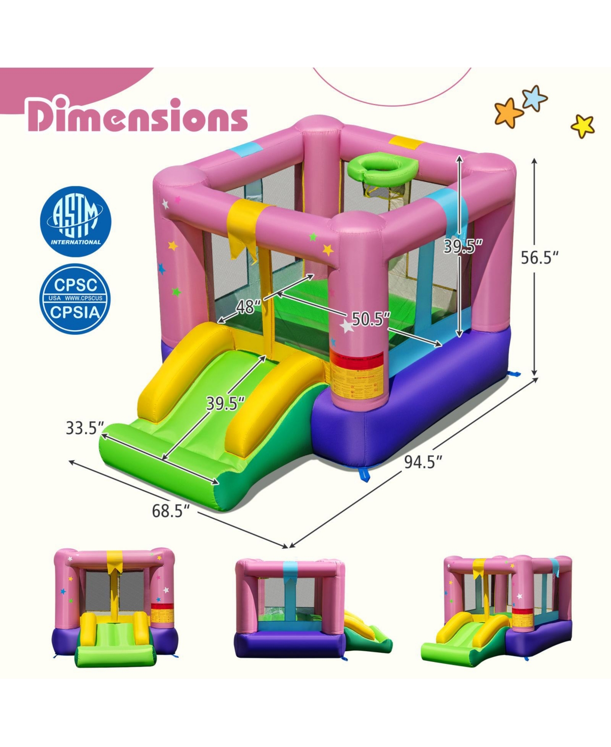 Hongge Inflatable Bounce House with Jumping Area for Indoor or Outdoor Party Use