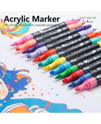 36 Colors Acrylic Markers, Dual Tip Paint Pens, Children's Drawing and Doodling Pens for Wood, Canvas, Ceramic and DIY Crafts Making