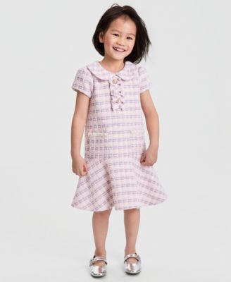 Girls' 2T-6X Short-Sleeve Boucle Dress