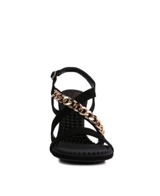 DOMEDA Womens Metal Chain Embellished Sandals