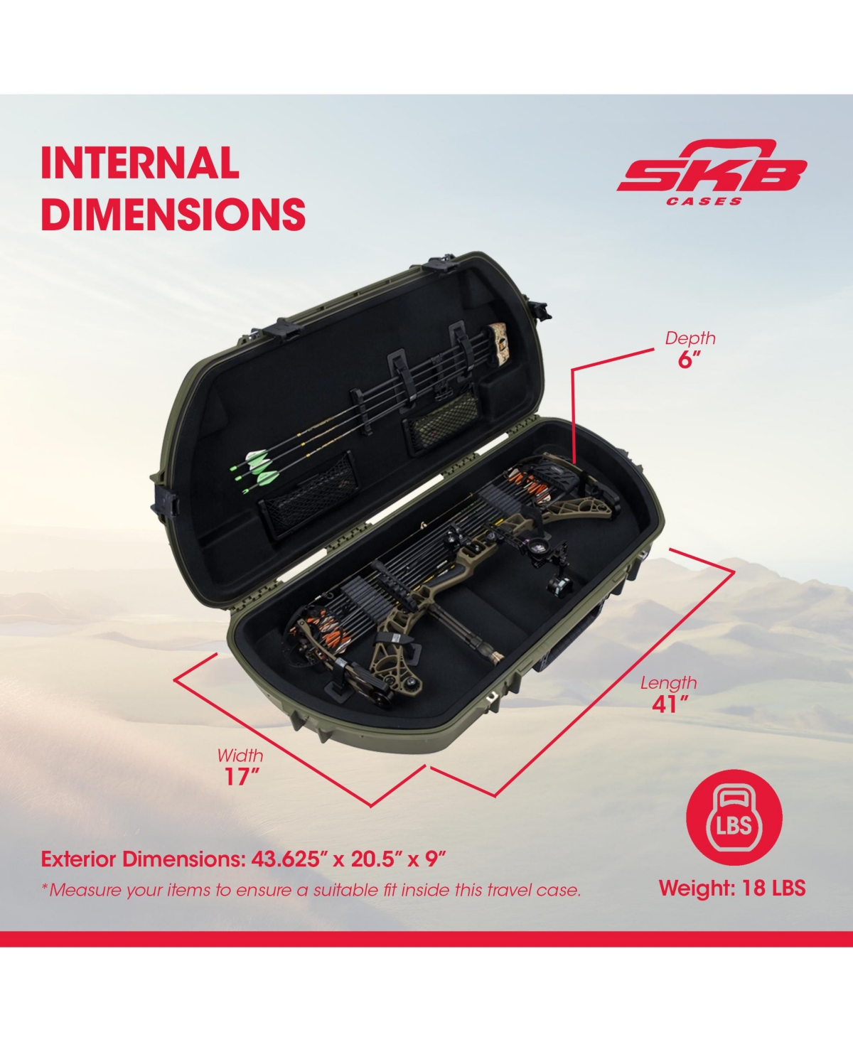 Skb Hard Protective Storage Case, Archery Bow & Arrow iSeries Shaped Case, Green