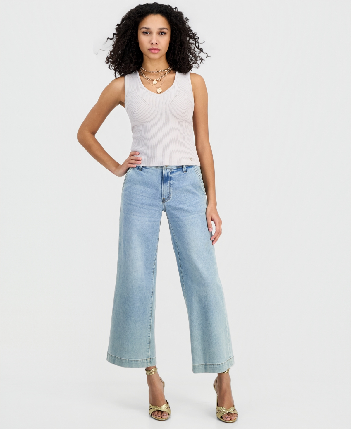 Guess Women's Stella Ribbed Knit Sleeveless Tank Sweater