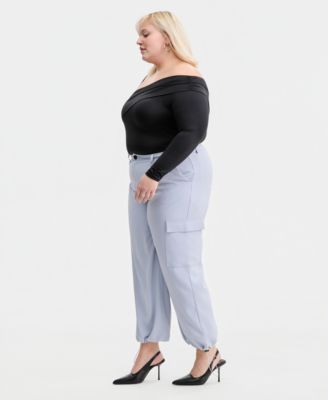Trendy Plus Size Cargo Drawcord-Hem Pants, Macy's Exclusive
