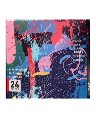 24 Colors Acrylic Paint Markers Direct Liquid Soft-Tip Drawing Pens for Drawing Pen on Paper, Wood, Canvas